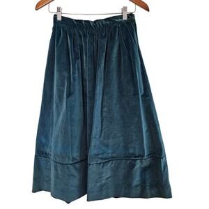 Intuitions Vintage Velvet Skirt Womens Small Blue 80s Midi Preppy Cottage Boho